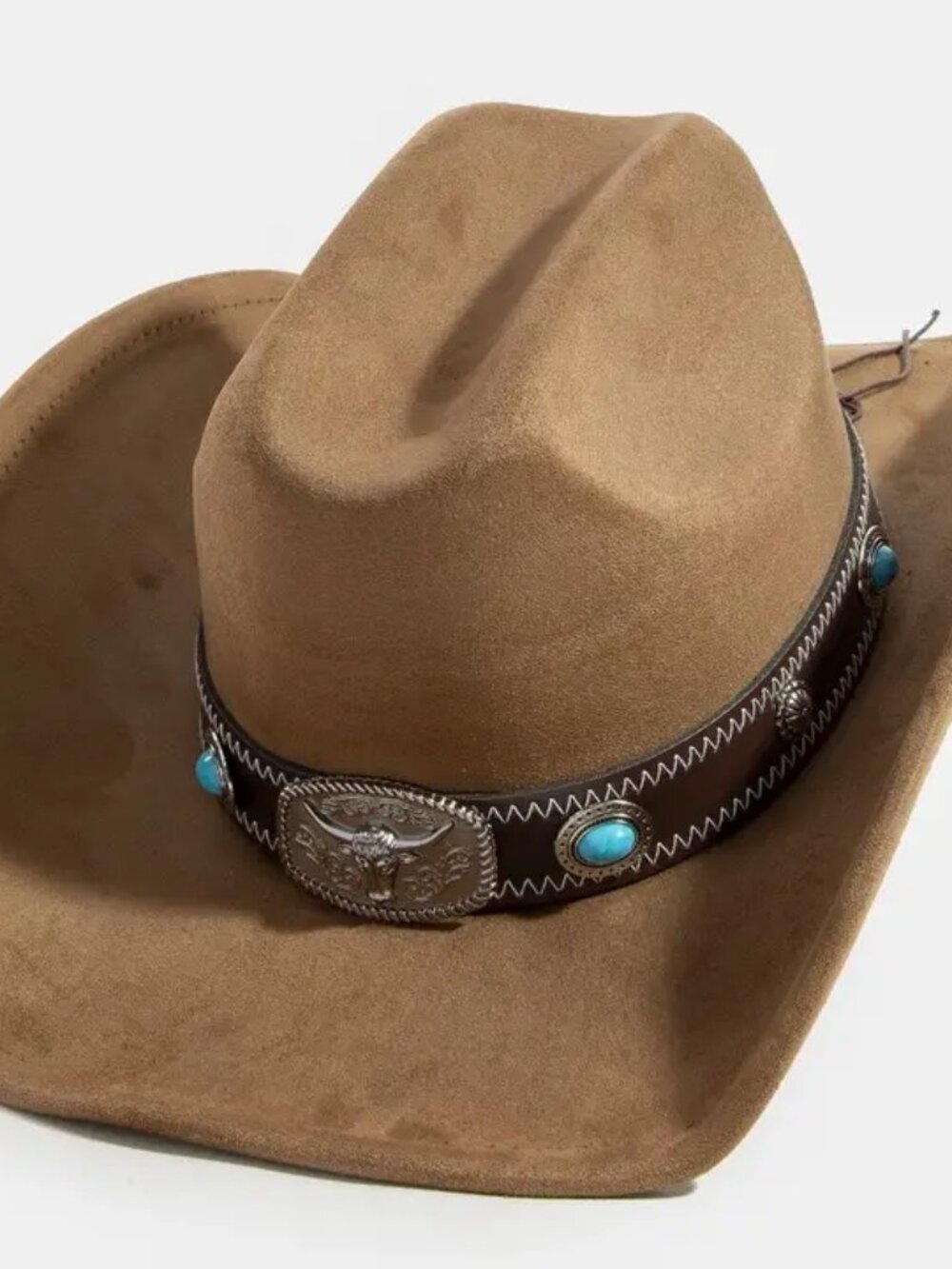 Hat Longhorn Concho Strap Cowboy Hat Brown